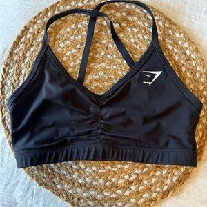 Gymshark Black Sports Bra with Racerback and Ruching